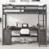 Whisen Elegant Design Twin Size Loft Bed with Desk, Drawers and Storage Shelves - 3 of 4