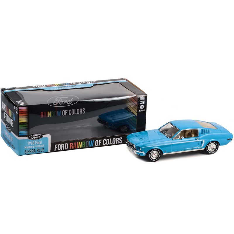 1968 Ford Mustang Fastback Sierra Blue "Ford Rainbow Of Colors - West Coast USA Special Ed" 1/18 Diecast Car Model by Greenlight, 3 of 4