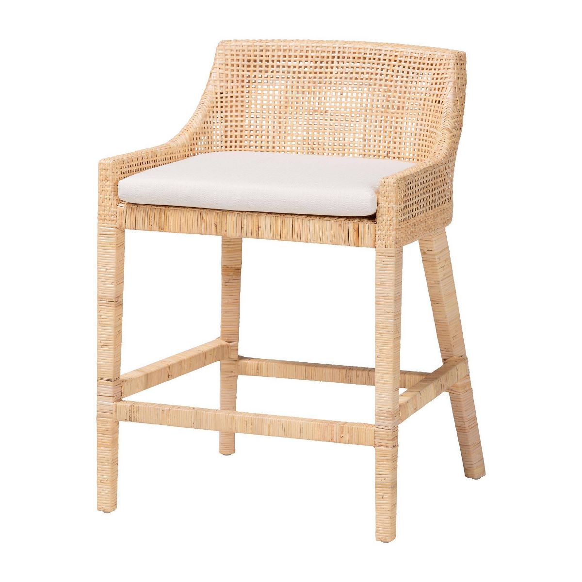 bali & pari Beata Natural Rattan Counter Stool Light Honey