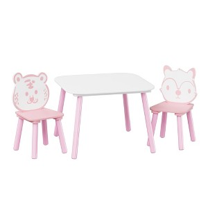 Dexmalle Pink Kids Table and Animal Chair Set,Tiger tiger Fox - 1 of 4