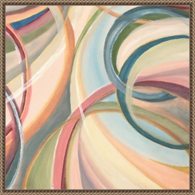 Overlapping Rings III Abstract Canvas Art with Bronze Frame