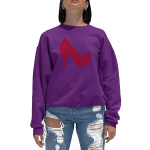 LA Pop Art Women's Word Art Crewneck Sweatshirt - High Heel - 1 of 4