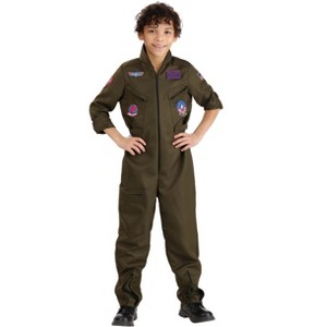 HalloweenCostumes.com Kids Top Gun Flight Suit Costume | Child Top Gun Fighter Pilot Jumpsuit for Halloween & Playtime - 1 of 4