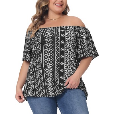 Agnes Orinda Women's Plus Size 3/4 Sleeve V Neck Stripe Boho Knit Casual  Blouse : Target