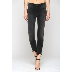 Women's Frayed Hem Mid Rise Skinny Jean - HIDDEN - 1 of 4