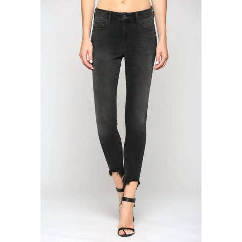 Black skinny jeans shops with frayed hem