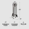 Panacea 5 Piece Powder Coated Steel Scroll Top Fireplace Accessory Tool Set with Brush, Tongs, Shovel, Poker, and Stand, Bronze - 2 of 4