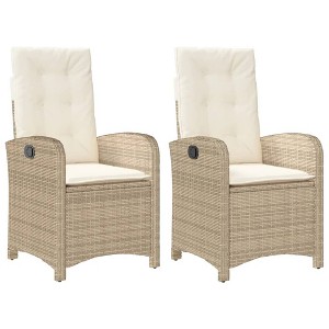 vidaXL Reclining Garden Chair Set of 2 Beige - 1 of 4