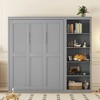NicBex Queen Size Murphy Bed Wooden Bed Frame Morden Hideaway Wall Bed with 1 Side Storage Shelves for Bedroom - 4 of 4