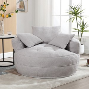 MOONMISS Oversized Barrel Accent Chairs,Round Lazy Sofa with 3 Pillows,Comfy Armchair with Thick Base for Living Room,Bedroom,Apartment - 1 of 4