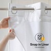 Waffle No Hooks Shower Curtain with Snap in Liner Cotton Blend Fabric Bathroom Hotel Quality White 71 Wx 74 L - 3 of 4