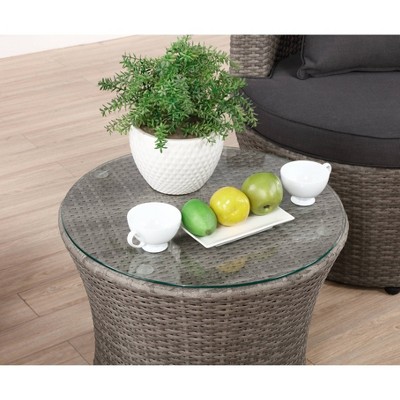 Gray All-Weather Wicker Outdoor Bistro Set with Cushions
