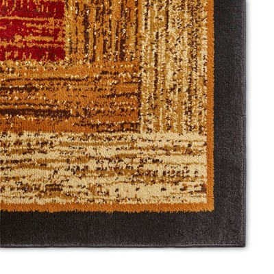 Reversible Tufted Geometric Black Synthetic 93'' Area Rug