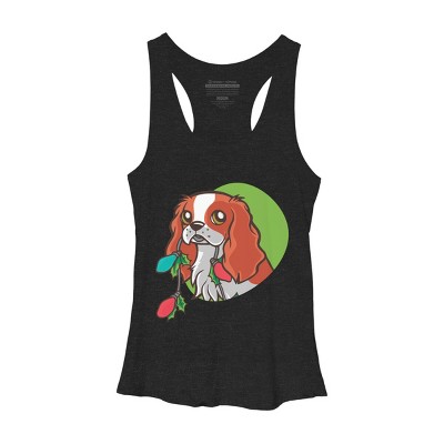 Women's Design By Humans Super Cute Dog Paws Print Christmas Tree T-Shirt By rasok Racerback Tank Top