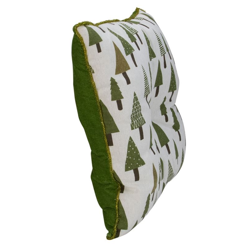 Northlight Woodland Trees Christmas Throw Pillow - 15"- Green and White, 5 of 7