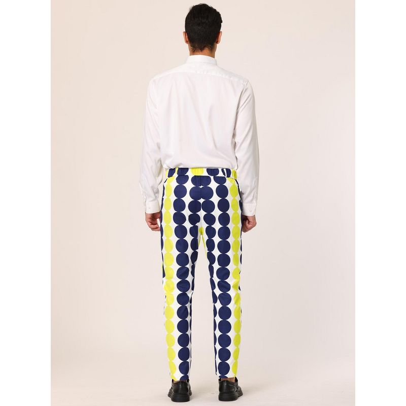 Lars Amadeus Men's Casual Houndstooth Geometric Printed Color Block Flat Front Dress Pants, 5 of 7