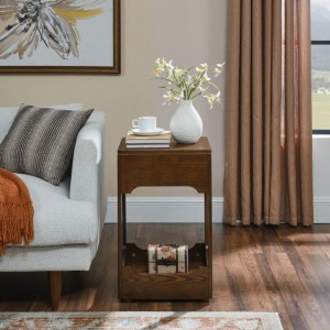 Mdf Mid Century Modern Raise Top Side Table, Small Rise End Table, Sofa Table With Storage Shelf, For Home Living Room, Office, Reception - 1 of 4