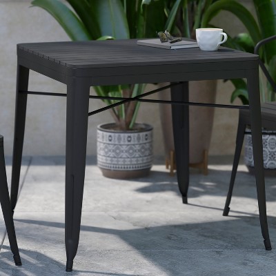 Black Steel 31.5" Square Indoor/Outdoor Patio Dining Table