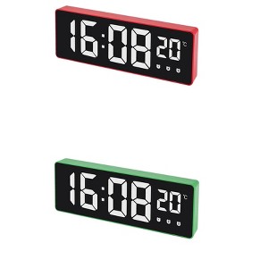 REGALWOVEN 2 Pcs Digital Corded Electric Temperature Dimmable Snooze Alarm Clock 6.3 x 2.2 x 1 inch - 1 of 4