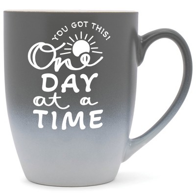Elanze Designs You Got This One Day At A Time Two Toned Ombre Matte Gray and White 12 ounce Ceramic Stoneware Coffee Cup Mug
