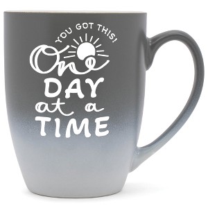 Elanze Designs You Got This One Day At A Time Two Toned Ombre Matte Gray and White 12 ounce Ceramic Stoneware Coffee Cup Mug - 1 of 4