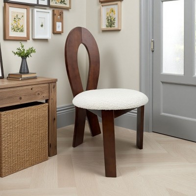Set of 2 Modern Solid Wood Dining Chairs with Artistic Backrest, Upholstered Chairs for Kitchen or Dining Room-The Pop Home