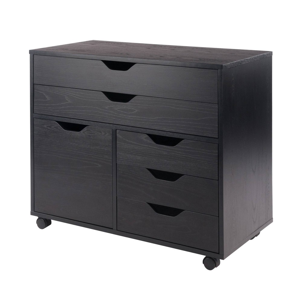 Photos - Wardrobe Halifax 3 Section Mobile Storage Cabinet Black - Winsome