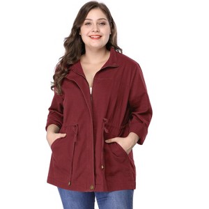 Agnes Orinda Women's Plus Size Winter Zipper Drawstring Waist Long Sleeve with Pockets Fashion Jackets - 1 of 4