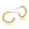 Guili Sterling Silver Gold Plated Ribbed Open Hoop Earrings with Clear Cubic Zirconia, a Modern and Radiant Design for Everyday Glamour - 3 of 3