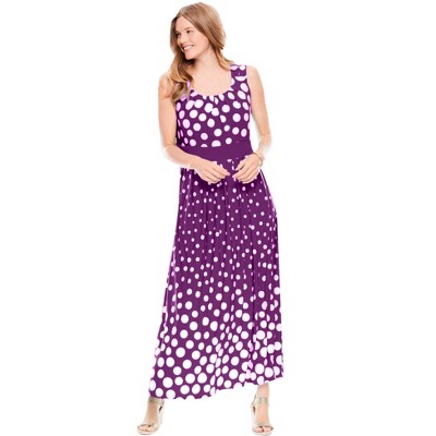 Woman Within Women's Plus Size Banded-Waist Print Maxi Dress