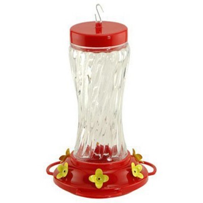 Woodlink Audubon Clear/red Swirl Glass Hummingbird Feeder - 16 Ounces ...