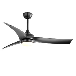 Wanze of Ocean 52 in. Modern Indoor Black 6-Speed Black Blades Downrod Mount Ceiling Fan with 3-Color LED Light and 3 Downrods - 1 of 4