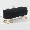 INFURNIC Ottomans and Benches Oval Velvet Storage Bench Upholstered Bedroom Bench with Metal Legs for Living Room, Black, 45.6"*15.7"*17.5" - 2 of 4