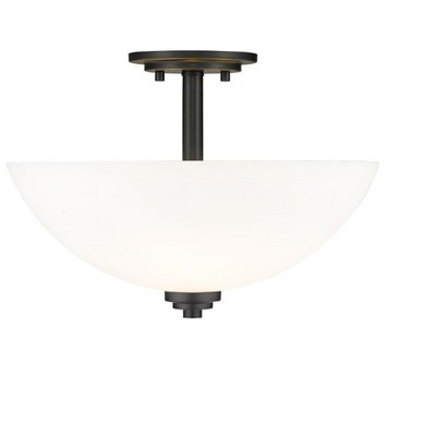 Ashton 11" Matte Black Dome Glass 3-Light Ceiling Fixture
