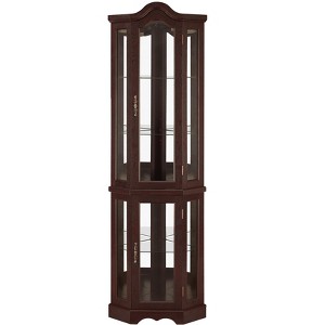 PAGED Elegant Bookshelf Lighted Corner Storage Cabinet with Tempered Glass Doors & Shelves, Display Case for Home Office, Study - 1 of 4