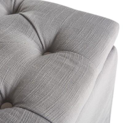 Transitional Grey and Taupe Wood Vanity Chair with Button Tufted Seat