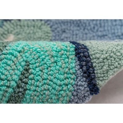 Hand-Tufted Blue and Aqua Palm Leaf Wool Area Rug