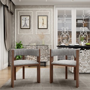 CLIHOME Unique Curved Back Design Wooden Dining Chair with Protective Pad (Set of 2) - 1 of 4