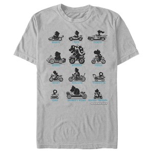 Men's Nintendo Mario Kart Silhouette Grid T-Shirt - 1 of 3
