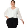 Agnes Orinda Women's Plus Size Spring Elegant Lace Sleeve Button Down Blouses - 3 of 4