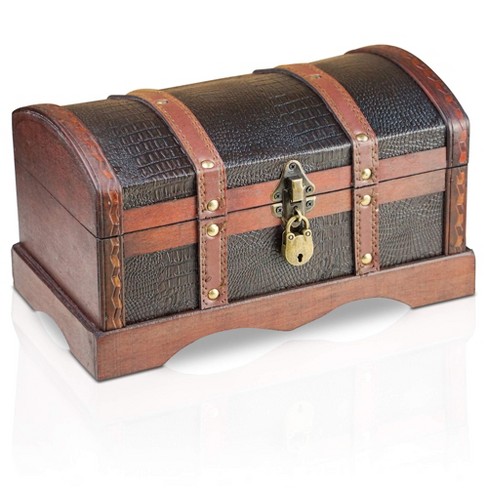 Juvale Antique Wooden Treasure Chest, Keepsake Boxes (3 Piece Set)