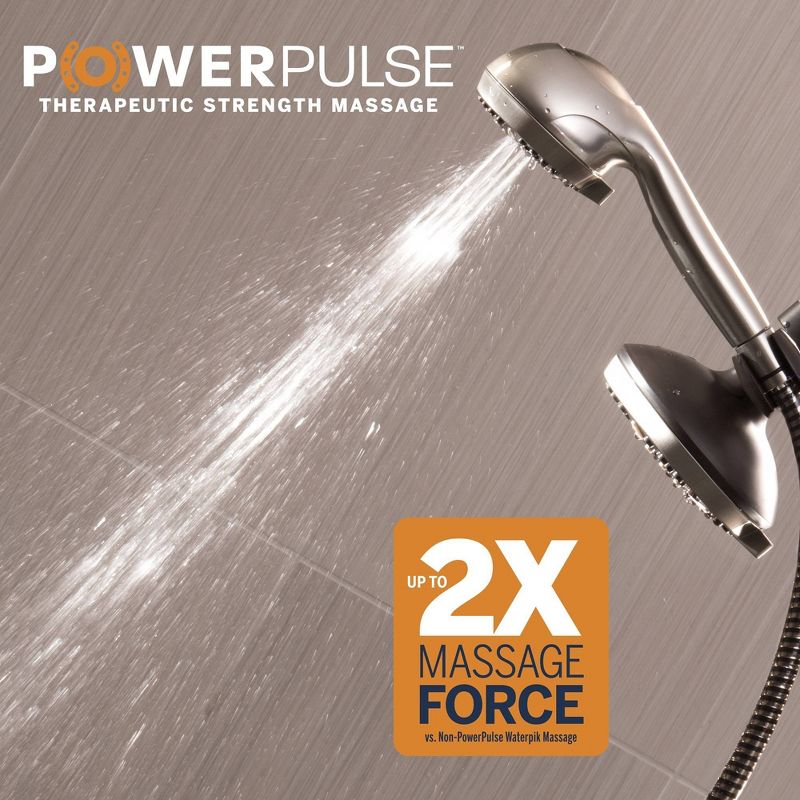 6+6 Power Pulse Dual Shower Head Brushed Nickel - Waterpik, 5 of 13
