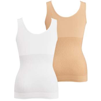 Collections Etc Ultra-Comfortable Seamless Control Shaper Camisoles 2-Pack