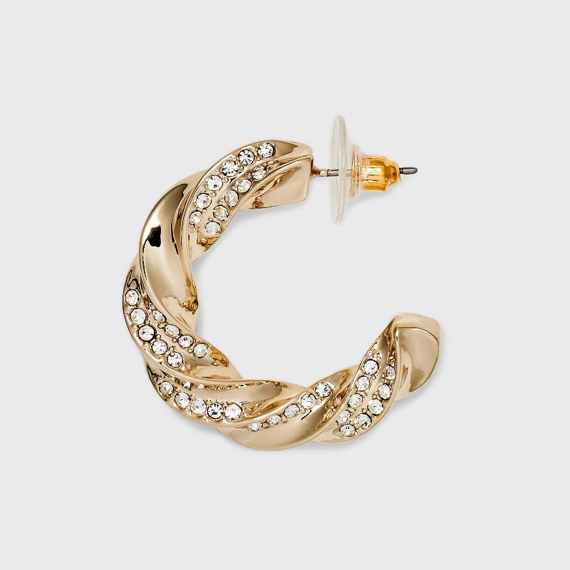 Twisted Crystal Hoop Earrings - A New Day&#8482; Gold, 4 of 8