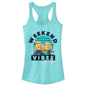 Juniors Womens Despicable Me Minion Weekend Vibes Racerback Tank Top - 1 of 3