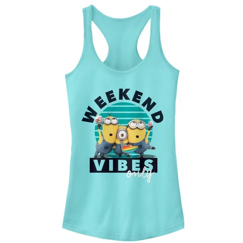 Juniors Womens Despicable Me Minion Weekend Vibes Racerback Tank Top - image 1 of 3