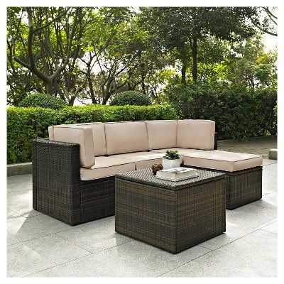 Palm Harbor 5pc All-weather Wicker Patio Seating Set - Sand - Crosley ...