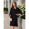 INSPIRE CHIC Women's Chiffon Cape Overlay Bodycon 3/4 Sleeve V Neck Pencil Dress - 2 of 4