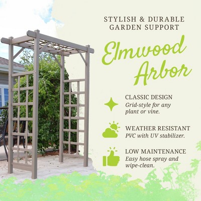 Elmwood White Vinyl Garden Arbor with Lattice Sides