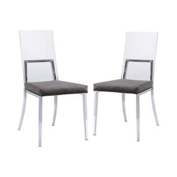 Set of 2 Soren Upholstered Dining Chairs Chrome - miBasics